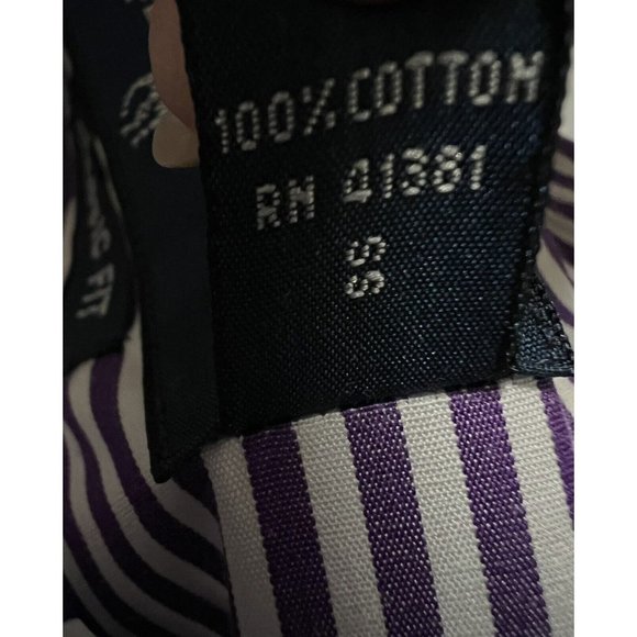 Ralph Lauren Mens Button Down Shirt Large Classic Fit Purple Stripe Green Logo - Picture 4 of 7